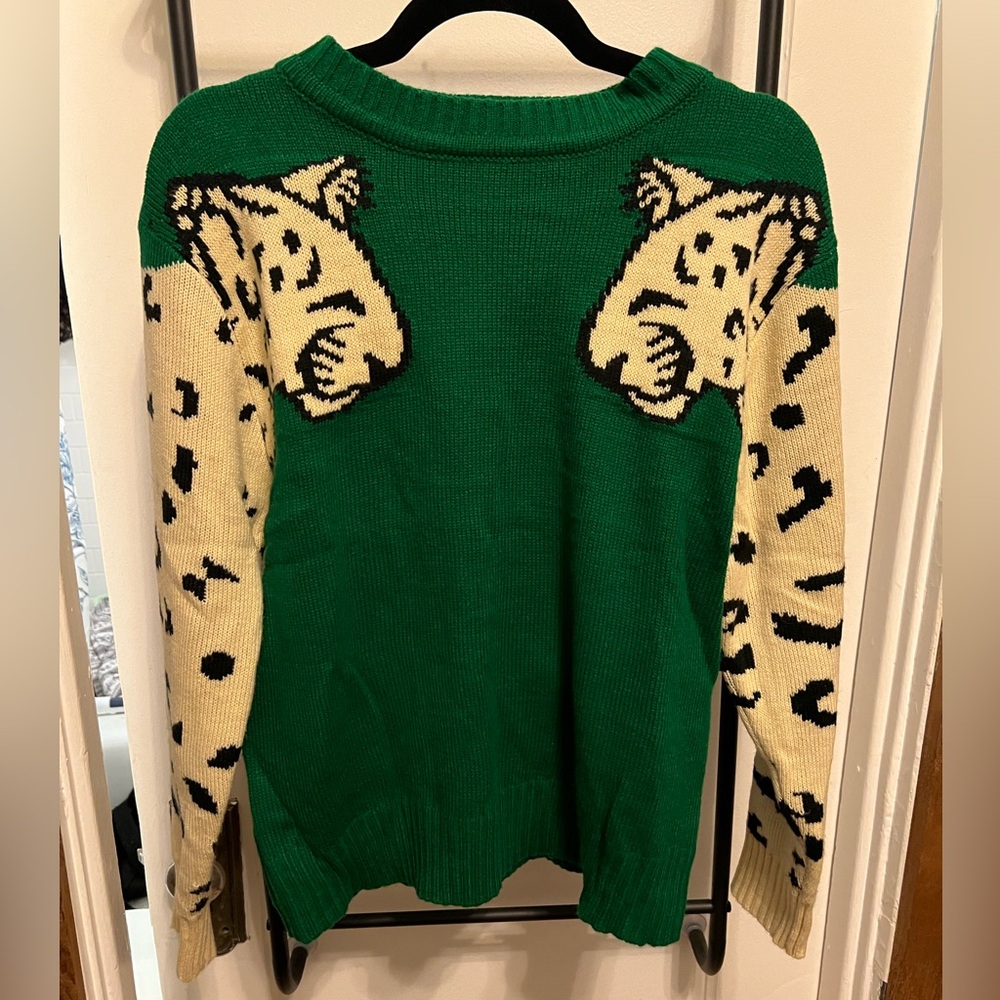Green Leopard Print Women's Sweater